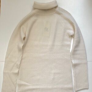 NWT Qi Cashmere Turtleneck Cashmere Dress in Ivory